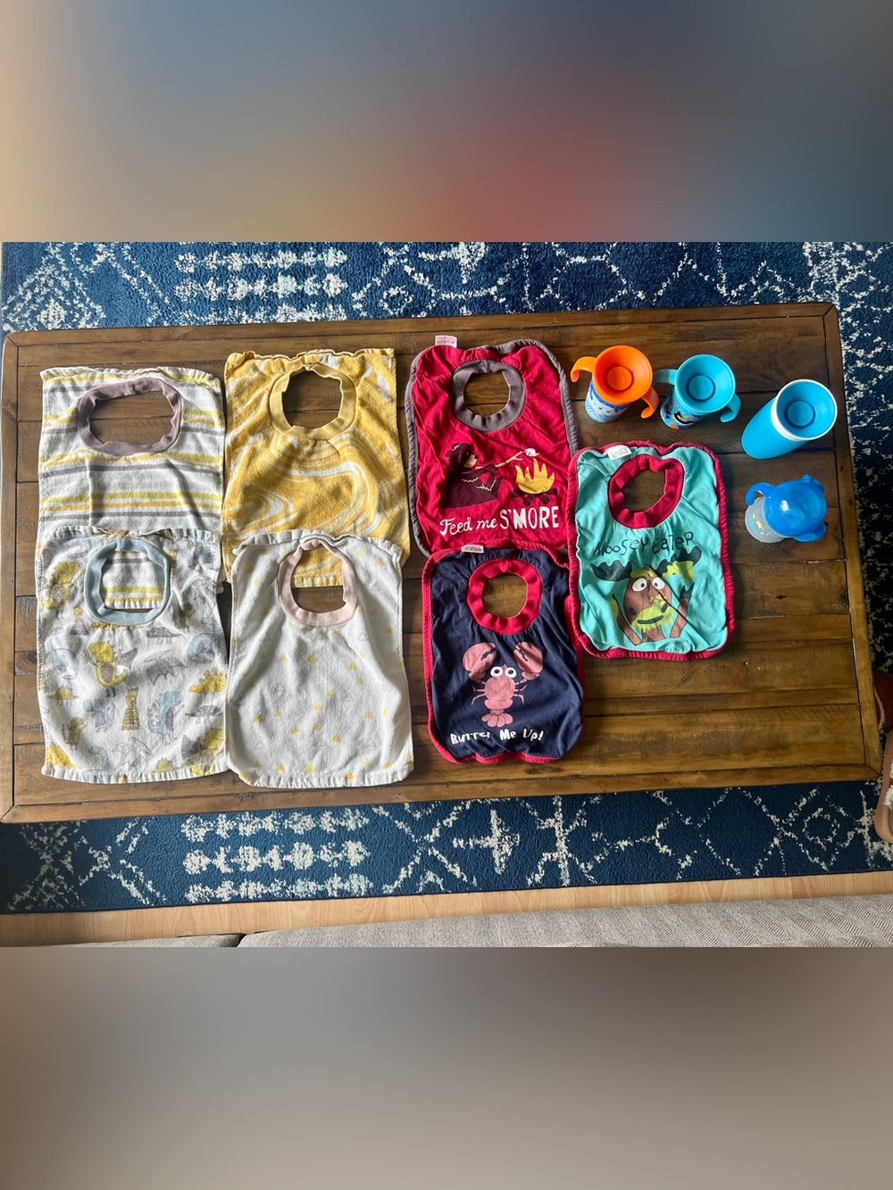 Assorted Over the Head Bibs & Sippy Cups